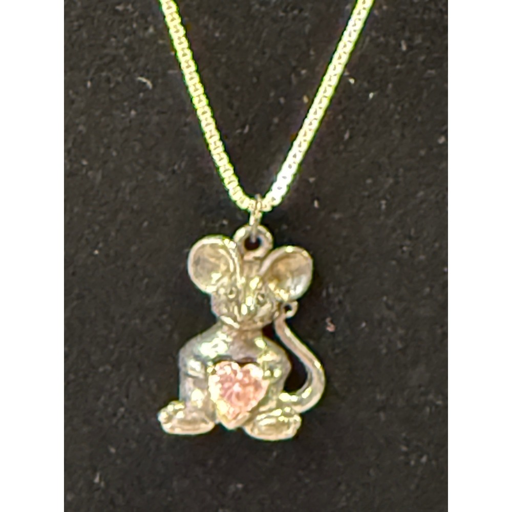 925 Silver Mouse Pendant on 925 Silver ITALY chain